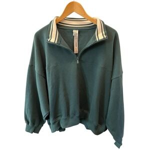 PINK Victorias Secret Ultimate Half Zip Pullover Green Mock Neck Womens XXL NWT